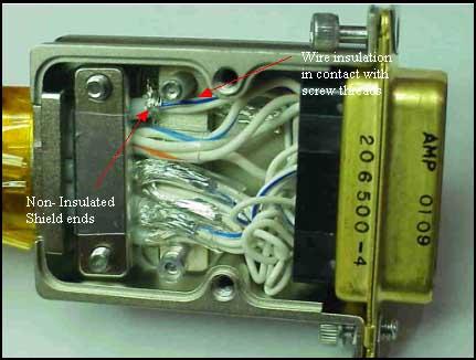 Wire shorts inside connector backshell